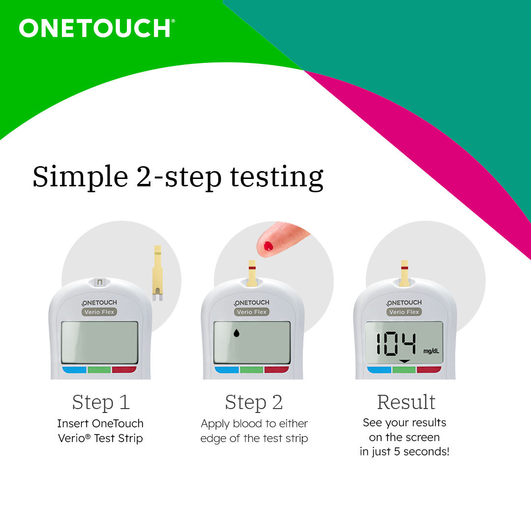 OneTouch Verio Flex Blood Glucose Monitor with OneTouch Reveal Mobile ...