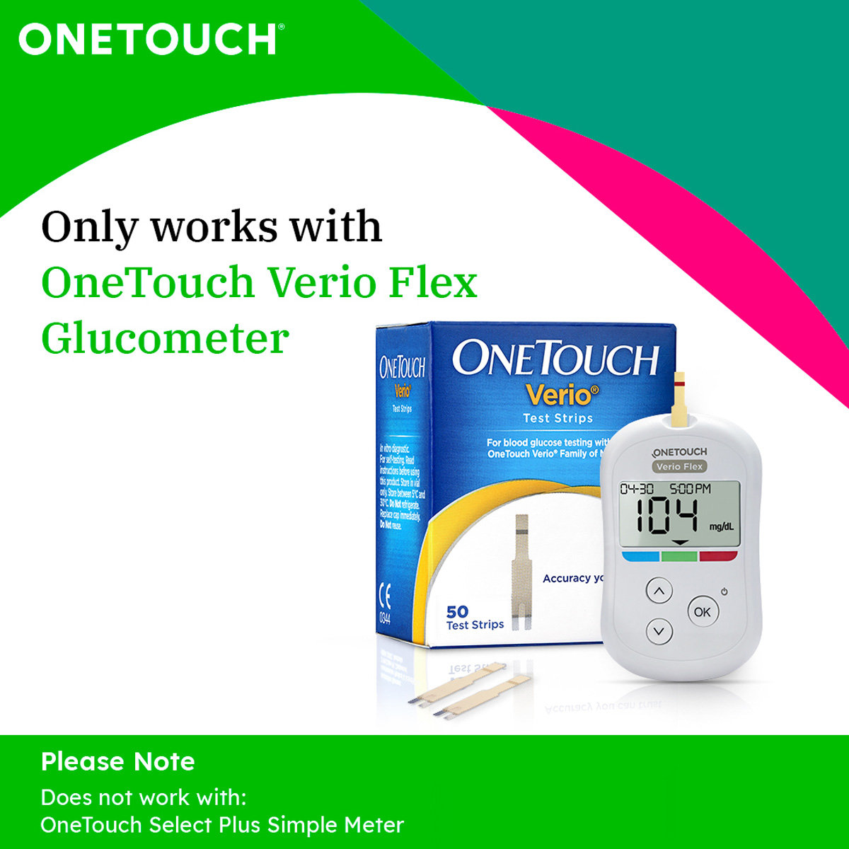 OneTouch Verio Test Strips, 50 Count, Pack of 1 OneTouch Verio Test Strips, 50 Count, Pack of 1