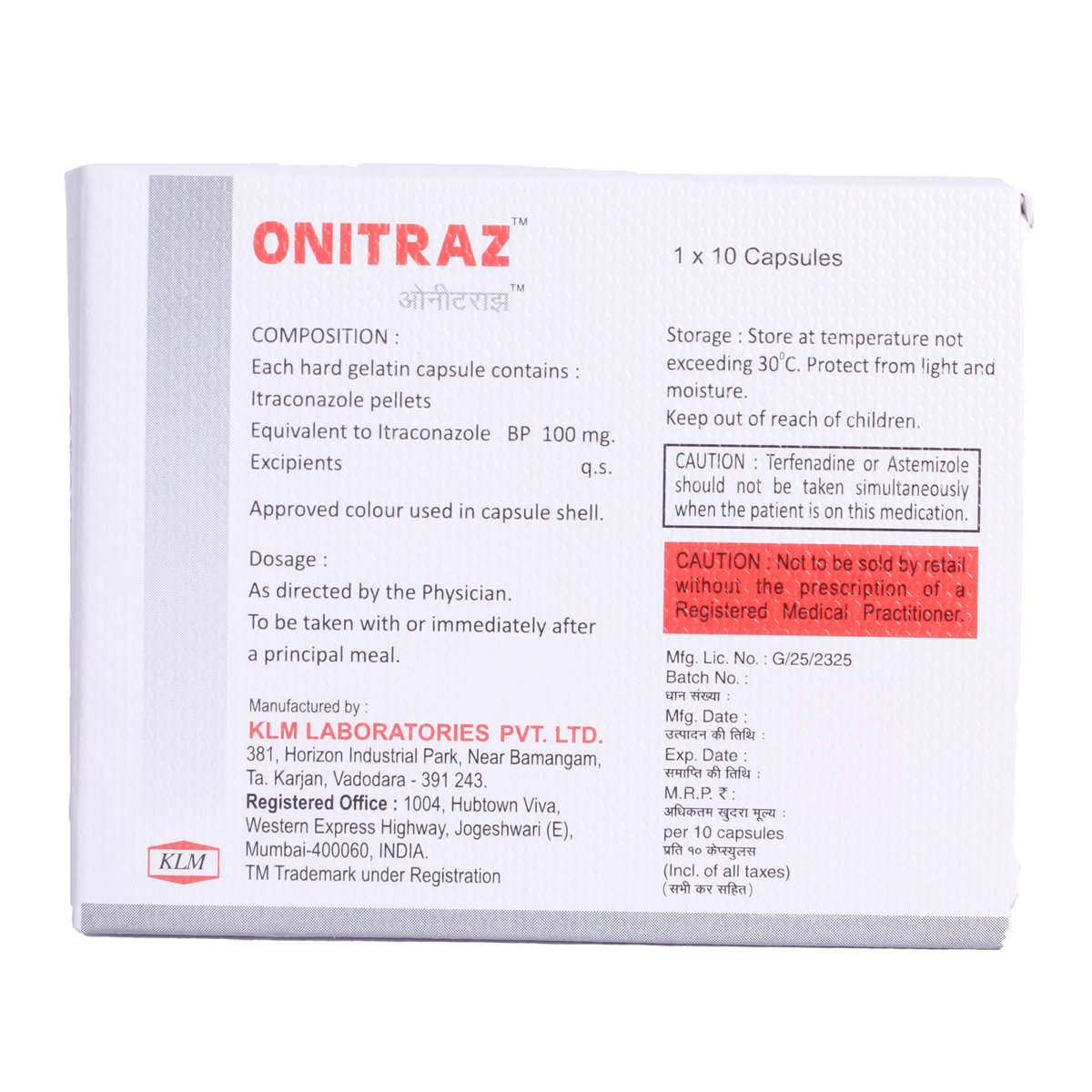 Onitraz Capsule 10's, Pack of 10 CapsuleS Onitraz Capsule 10's, Pack of 10 CapsuleS