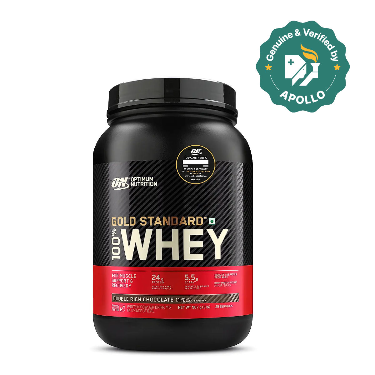 Buy Optimum Nutrition (ON) Gold Standard 100% Whey Protein Double Rich Chocolate Flavour Powder, 907 gm Online