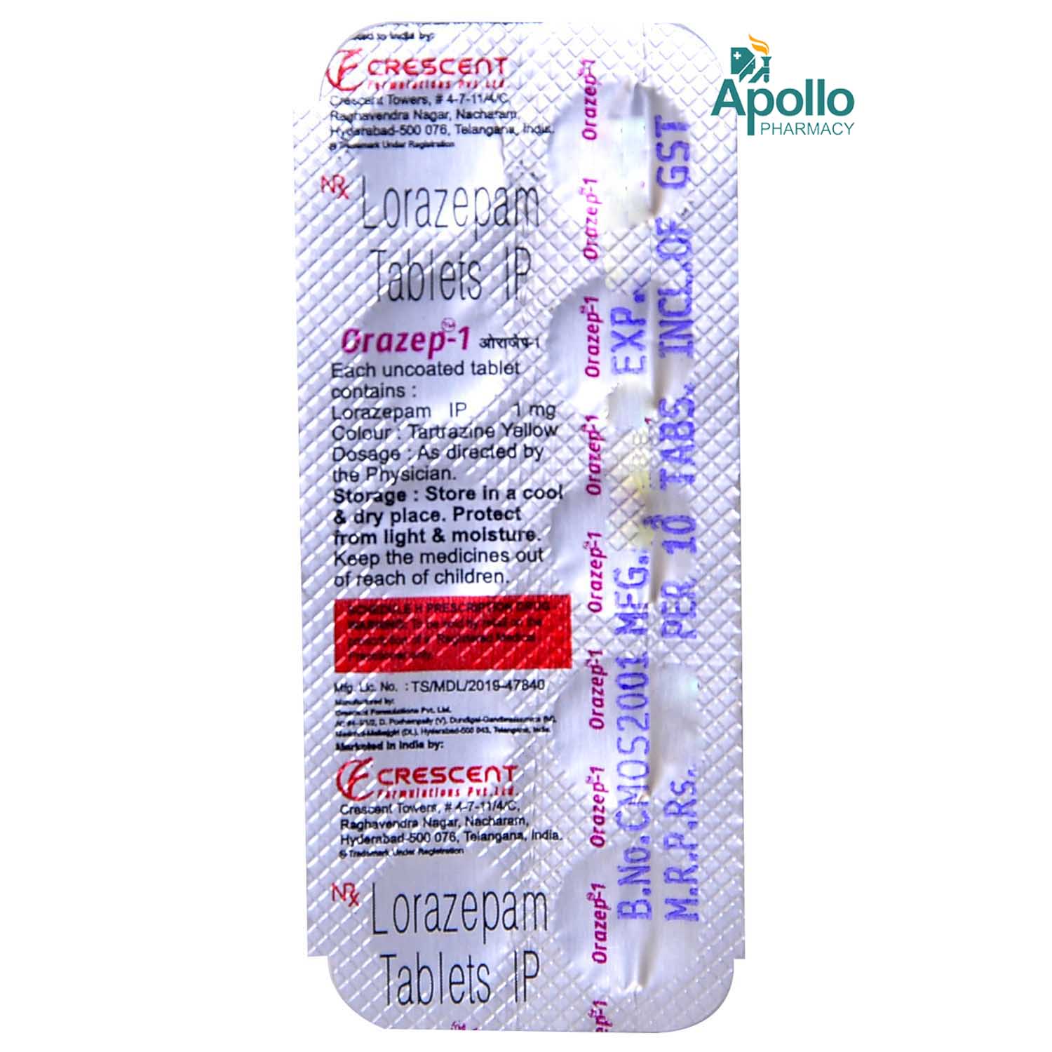 ORAZEP 1MG TABLET, Pack of 10 TABLETS ORAZEP 1MG TABLET, Pack of 10 TABLETS