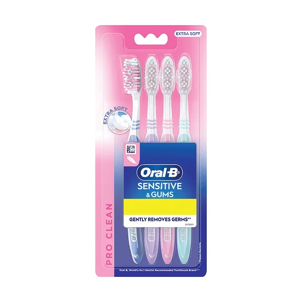 Oral-B Sensitive & Gums Pro Clean Extra Soft Toothbrush, 4 Count