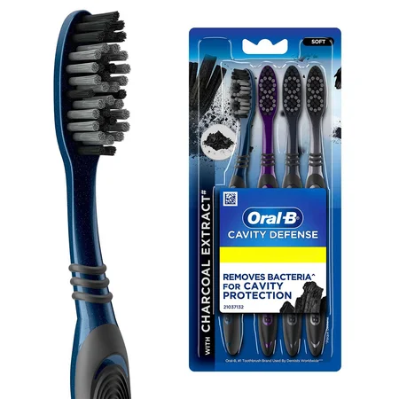 Oral-B Cavity Defence Charcoal Toothbrush Medium, 4 Count