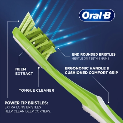 Oral-B Criss Cross Neem Extract Medium Toothbrush, 4 Count (Buy 2, Get 2 Free), Pack of 1