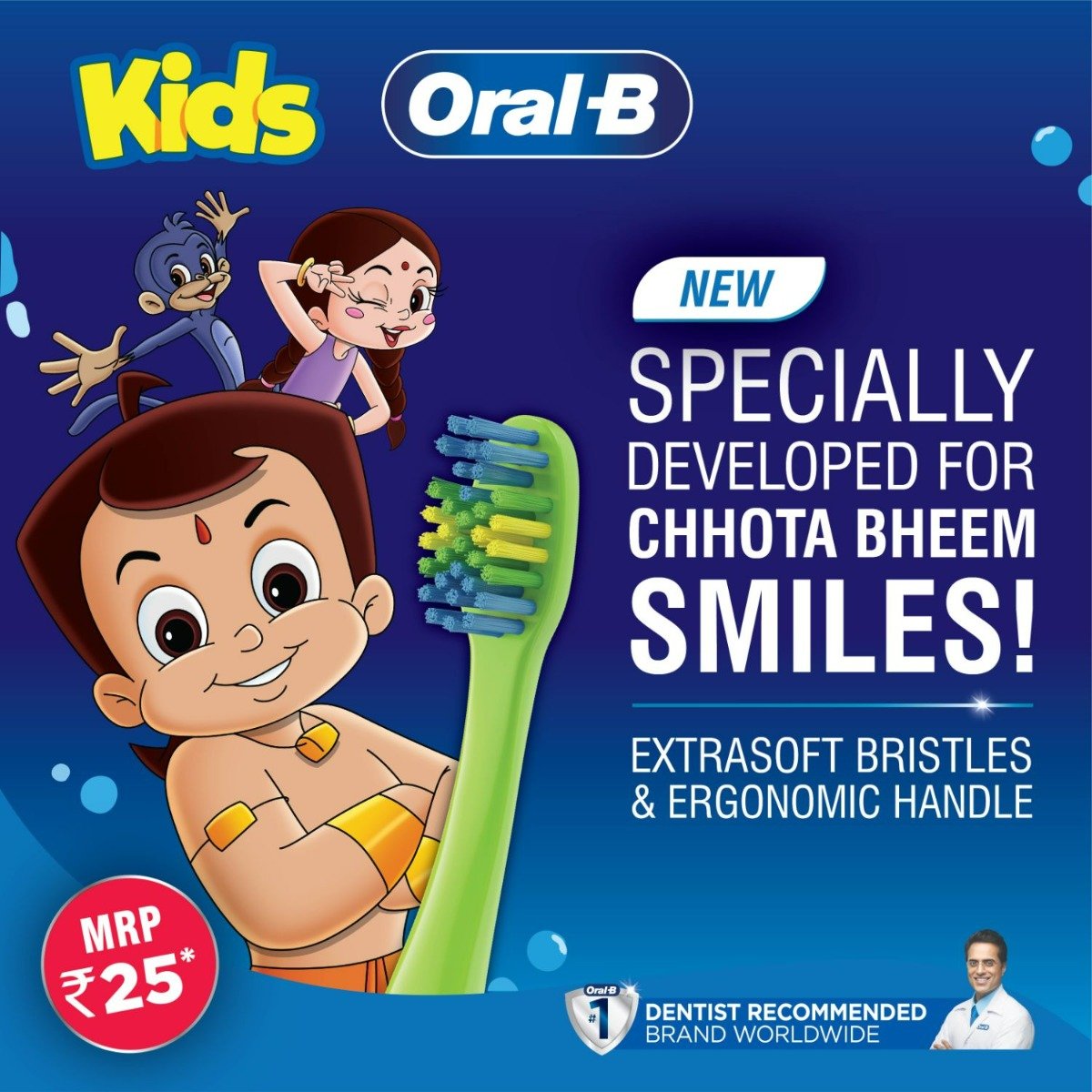 Oral-B Kids Chhota Bheem Toothbrush, 3 Count, Pack of 1 Oral-B Kids Chhota Bheem Toothbrush, 3 Count, Pack of 1