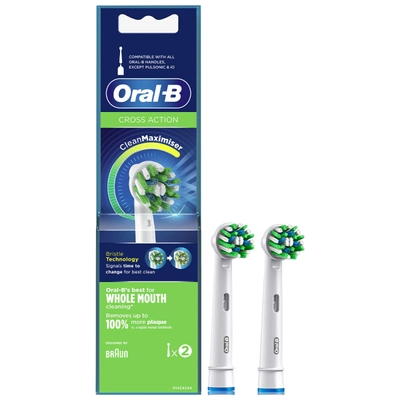 Oral-B Crossaction Brush Heads, 2 Count, Pack of 1