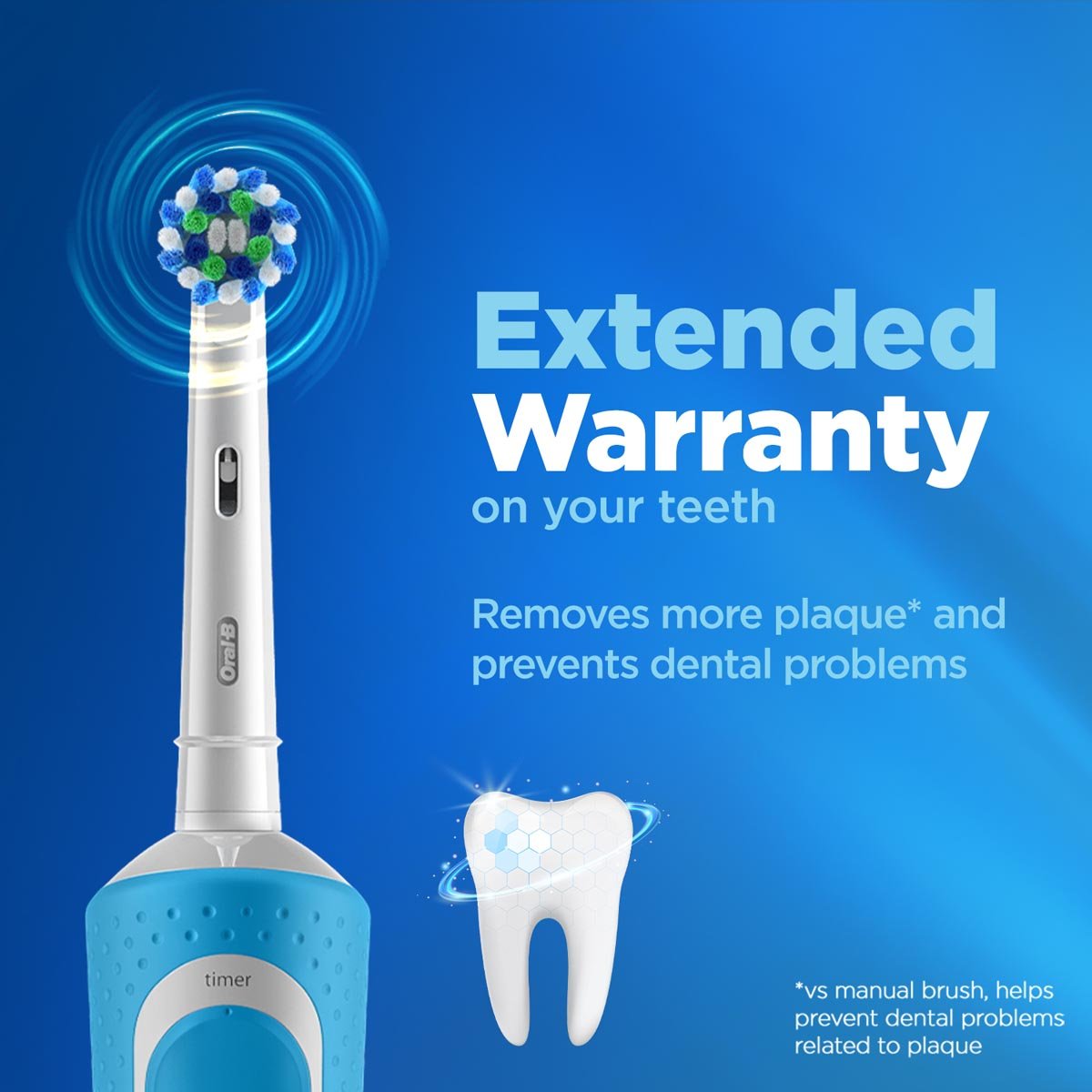 Oral-B Vitality 100 Blue Criss Cross Electric Rechargeable Toothbrush for Adult, 1 Count | Powered By Braun |, Pack of 1 Oral-B Vitality 100 Blue Criss Cross Electric Rechargeable Toothbrush for Adult, 1 Count | Powered By Braun |, Pack of 1