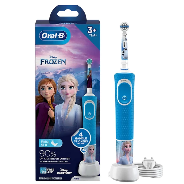 Oral-B Kids Disney Frozen Extra Soft Electric Rechargeable Toothbrush for 3+ Years, 1 Count, Pack of 1