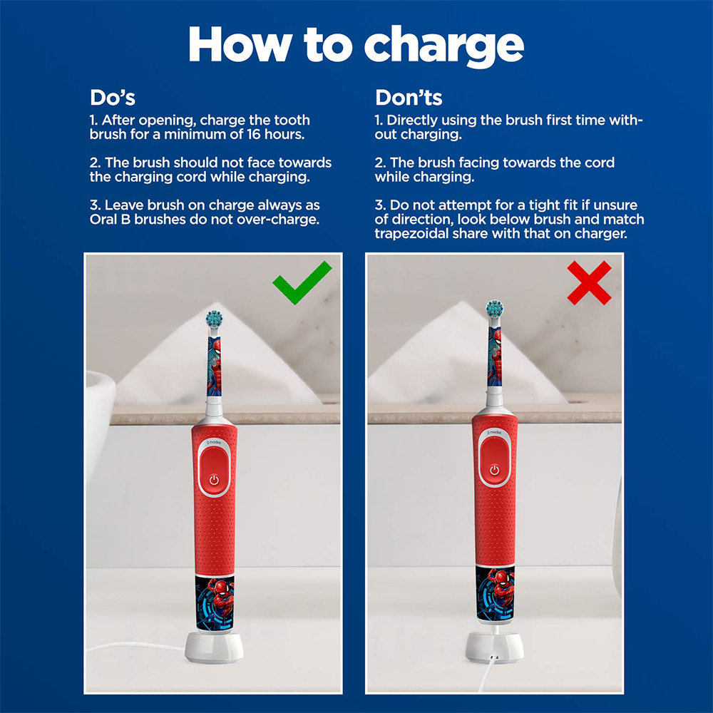 Oral-B Kids Spiderman Extra Soft Electric Rechargeable Toothbrush for 3+ Years, 1 Count, Pack of 1 Oral-B Kids Spiderman Extra Soft Electric Rechargeable Toothbrush for 3+ Years, 1 Count, Pack of 1