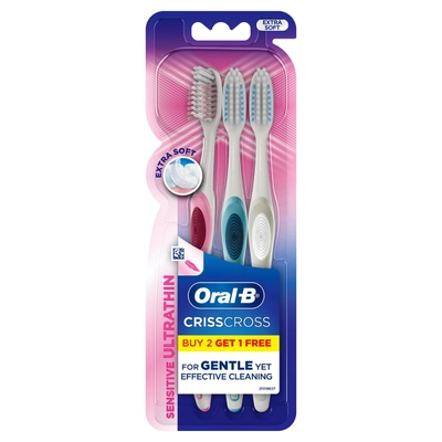 Oral-B Crisscross Ultrathin Extra Soft Toothbrush, 3 Count (Buy 2 Get 1 Free), Pack of 1