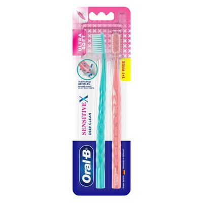 Oral B Oral-B Sensitive X Deep Clean Ultra Soft Toothbrush, 2 Count (Buy 1 Get 1 Free), Pack of 1