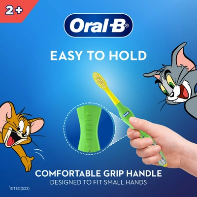 Oral-B Tom &amp; Jerry Extra Soft Toothbrush for 2+ Years Kids, 2 Count, Pack of 1