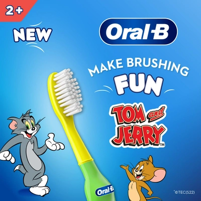 Oral-B Tom &amp; Jerry Extra Soft Toothbrush for 2+ Years Kids, 2 Count, Pack of 1