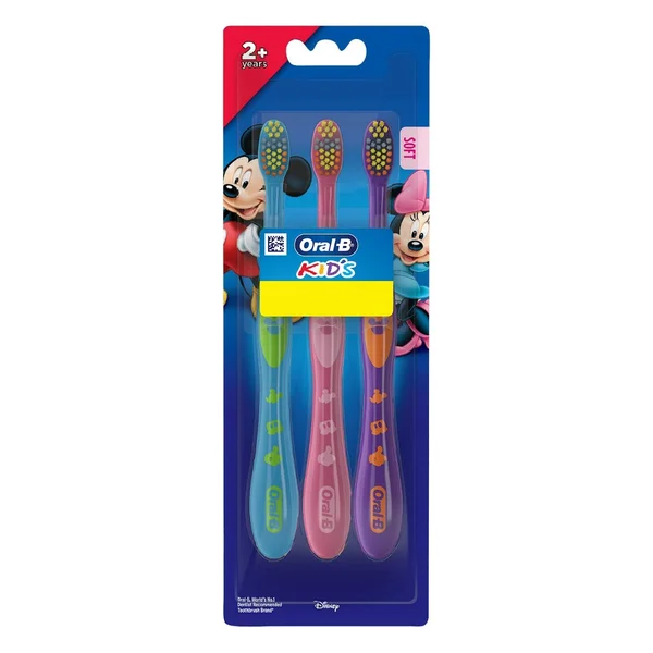 Oral-B Kids Soft Toothbrush for 2 Years, 3 Count, Pack of 1