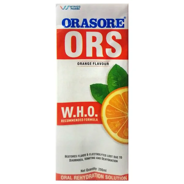 Orasore (W.H.O) Orange Flavour Ors, 200 ml, Pack of 1