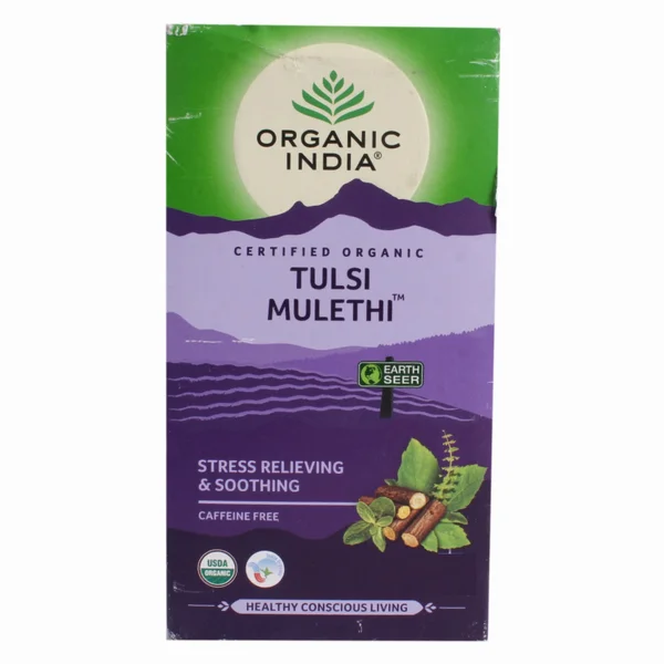 Organic India Tulsi Mulethi Tea Bags, 18 Count, Pack of 1