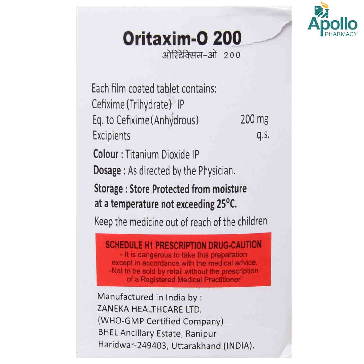 Oritaxim-O 200 Tablet 10's, Pack of 10 TABLETS Oritaxim-O 200 Tablet 10's, Pack of 10 TABLETS