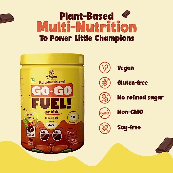 Origin Nutrition Multi-Nutritional Go-Go Fuel Champion’s Chocolate Flavour Powder for 4-7 Year Kids, 400 gm, Pack of 1 Origin Nutrition Multi-Nutritional Go-Go Fuel Champion’s Chocolate Flavour Powder for 4-7 Year Kids, 400 gm, Pack of 1