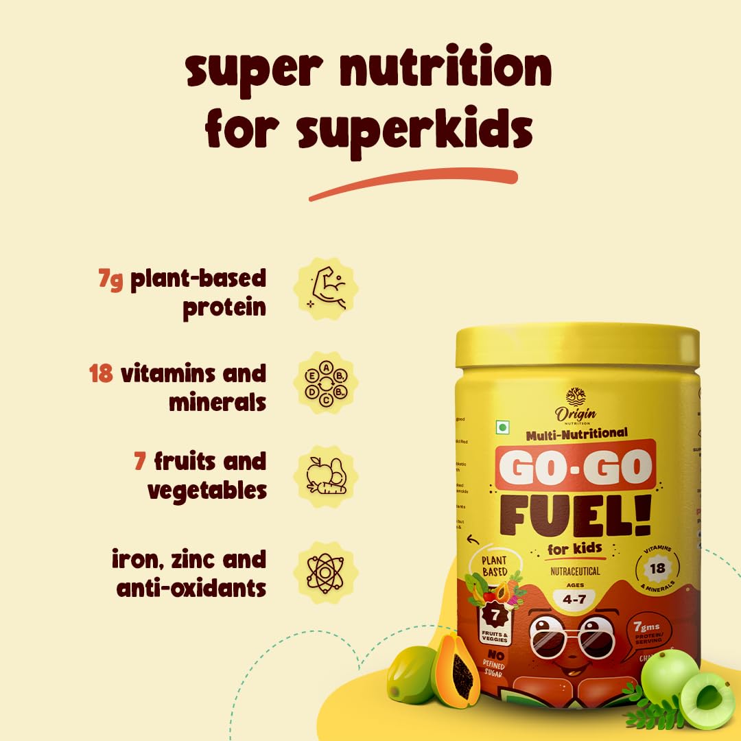Origin Nutrition Multi-Nutritional Go-Go Fuel Champion’s Chocolate Flavour Powder for 4-7 Year Kids, 400 gm, Pack of 1 Origin Nutrition Multi-Nutritional Go-Go Fuel Champion’s Chocolate Flavour Powder for 4-7 Year Kids, 400 gm, Pack of 1