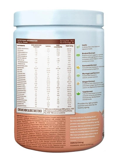 Origin Nutrition Senior Care Vegan Plant Protein Strawberry Flavour Powder, 400 gm, Pack of 1