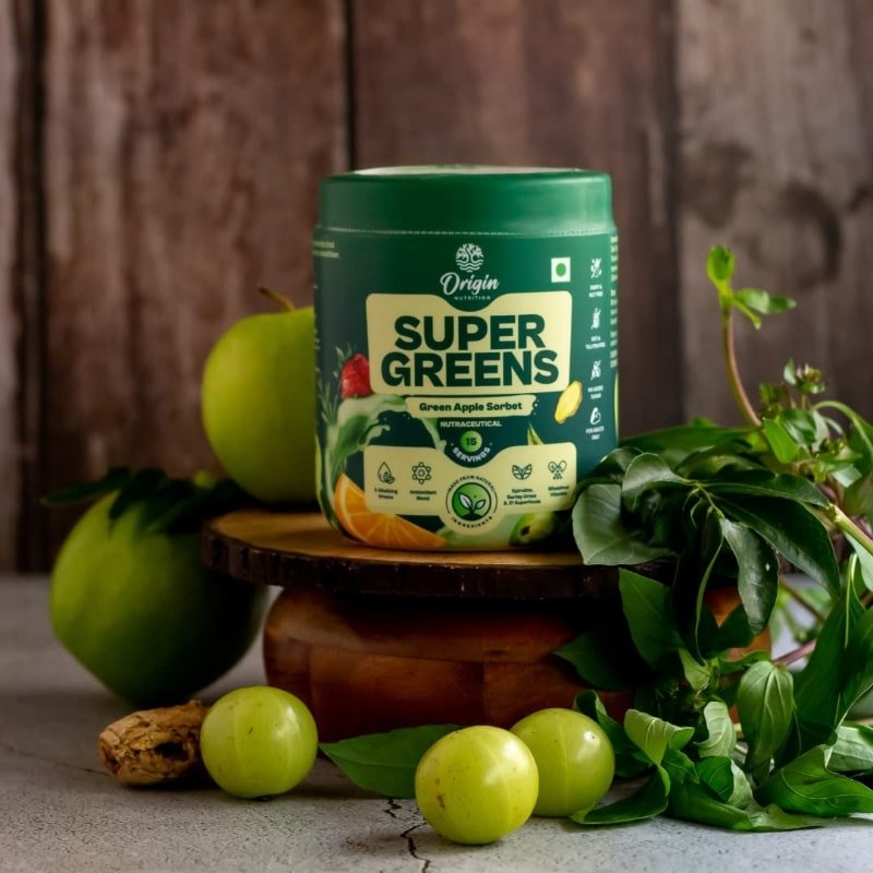Origin Nutrition Supergreens Green Apple Sorbet Flavour Powder, 120 gm, Pack of 1 Origin Nutrition Supergreens Green Apple Sorbet Flavour Powder, 120 gm, Pack of 1