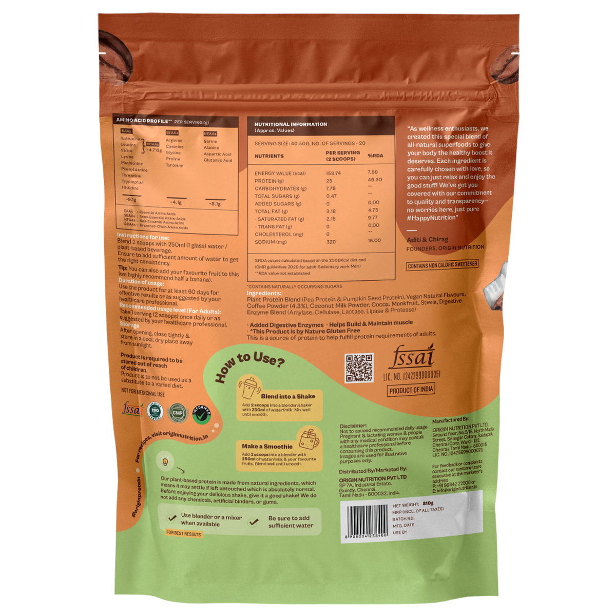 Origin Nutrition Daily Plant Protein Filter Coffee Flavour Powder, 810 gm, Pack of 1 Origin Nutrition Daily Plant Protein Filter Coffee Flavour Powder, 810 gm, Pack of 1