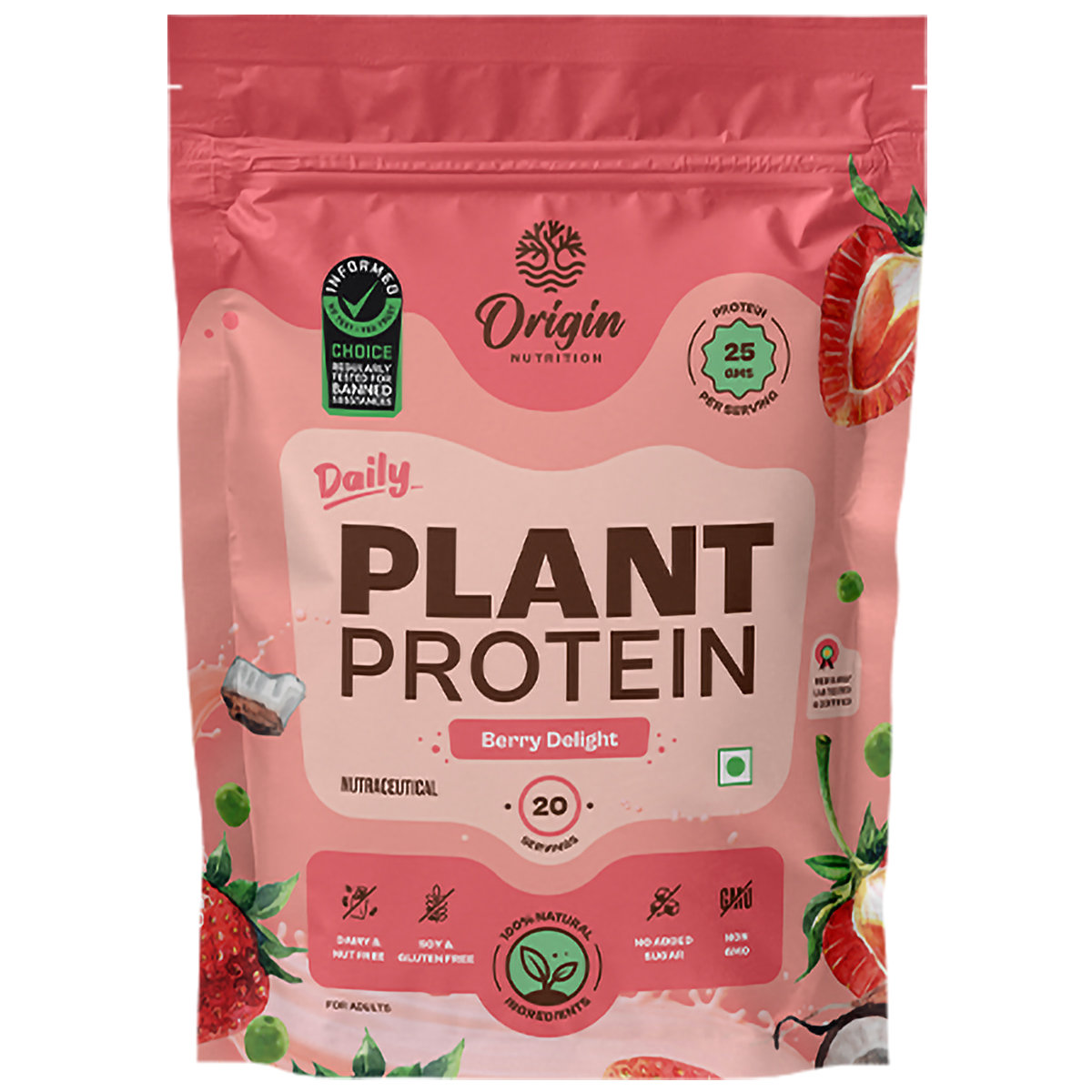 Origin Nutrition 100% Natural Daily Plant Protein Strawberry Delight Flavour Powder, 816 gm | 25gm Protein per Serving | No Added Sugar , Pack of 1 Origin Nutrition 100% Natural Daily Plant Protein Strawberry Delight Flavour Powder, 816 gm | 25gm Protein per Serving | No Added Sugar , Pack of 1
