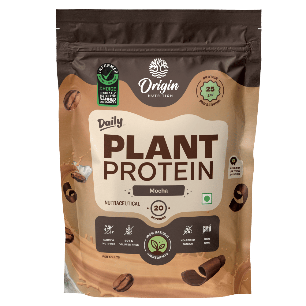 Origin Nutrition Daily Plant Protein Mocha Flavour Powder, 800 gm, Pack of 1 Origin Nutrition Daily Plant Protein Mocha Flavour Powder, 800 gm, Pack of 1