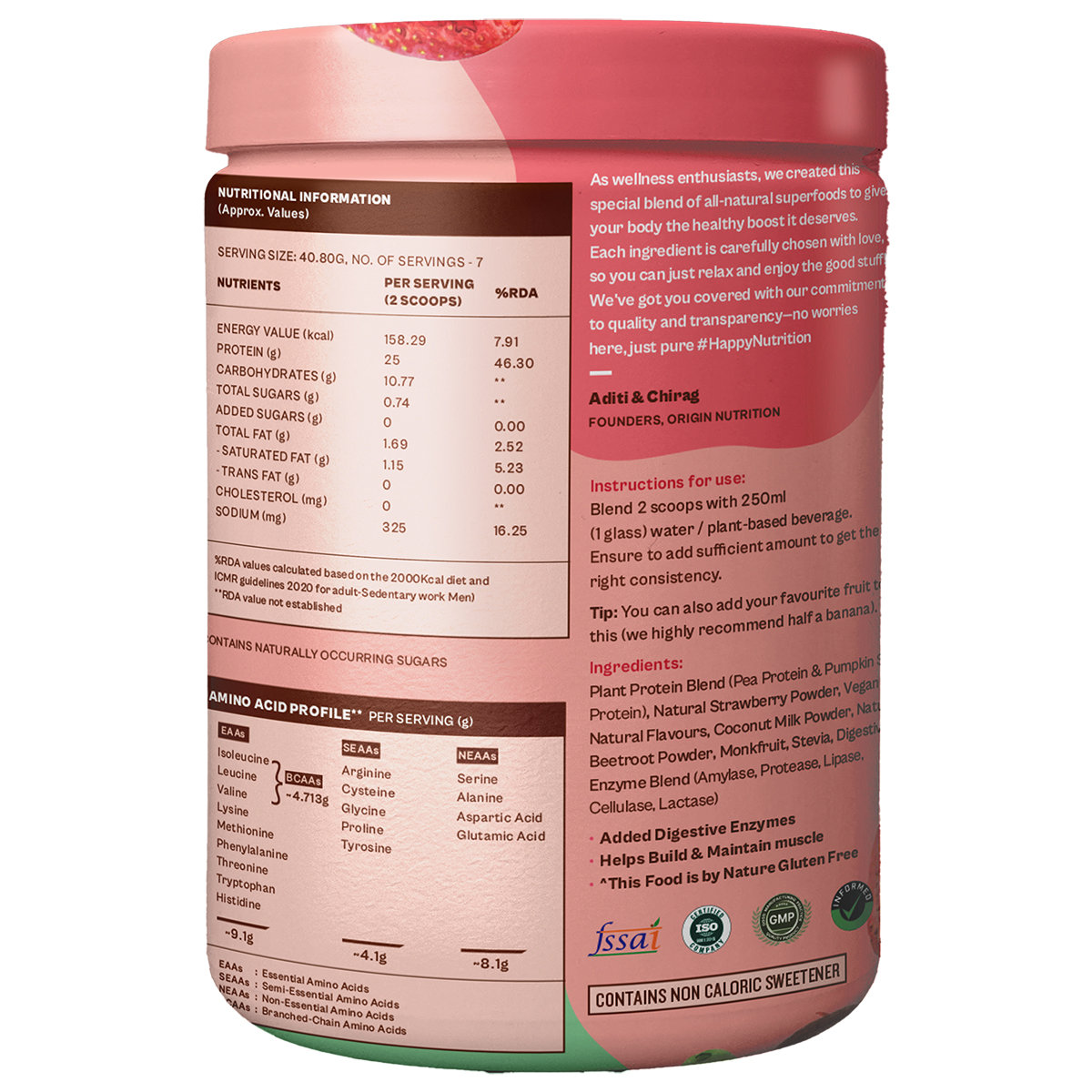 Origin Nutrition 100% Natural Daily Plant Protein Strawberry Delight Flavour Powder, 286 gm | 25gm Protein per Serving | No Added Sugar , Pack of 1 Origin Nutrition 100% Natural Daily Plant Protein Strawberry Delight Flavour Powder, 286 gm | 25gm Protein per Serving | No Added Sugar , Pack of 1