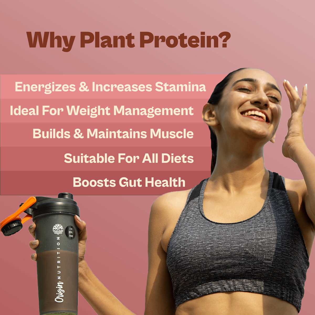 Origin Nutrition 100% Natural Daily Plant Protein Strawberry Delight Flavour Powder, 286 gm | 25gm Protein per Serving | No Added Sugar , Pack of 1 Origin Nutrition 100% Natural Daily Plant Protein Strawberry Delight Flavour Powder, 286 gm | 25gm Protein per Serving | No Added Sugar , Pack of 1