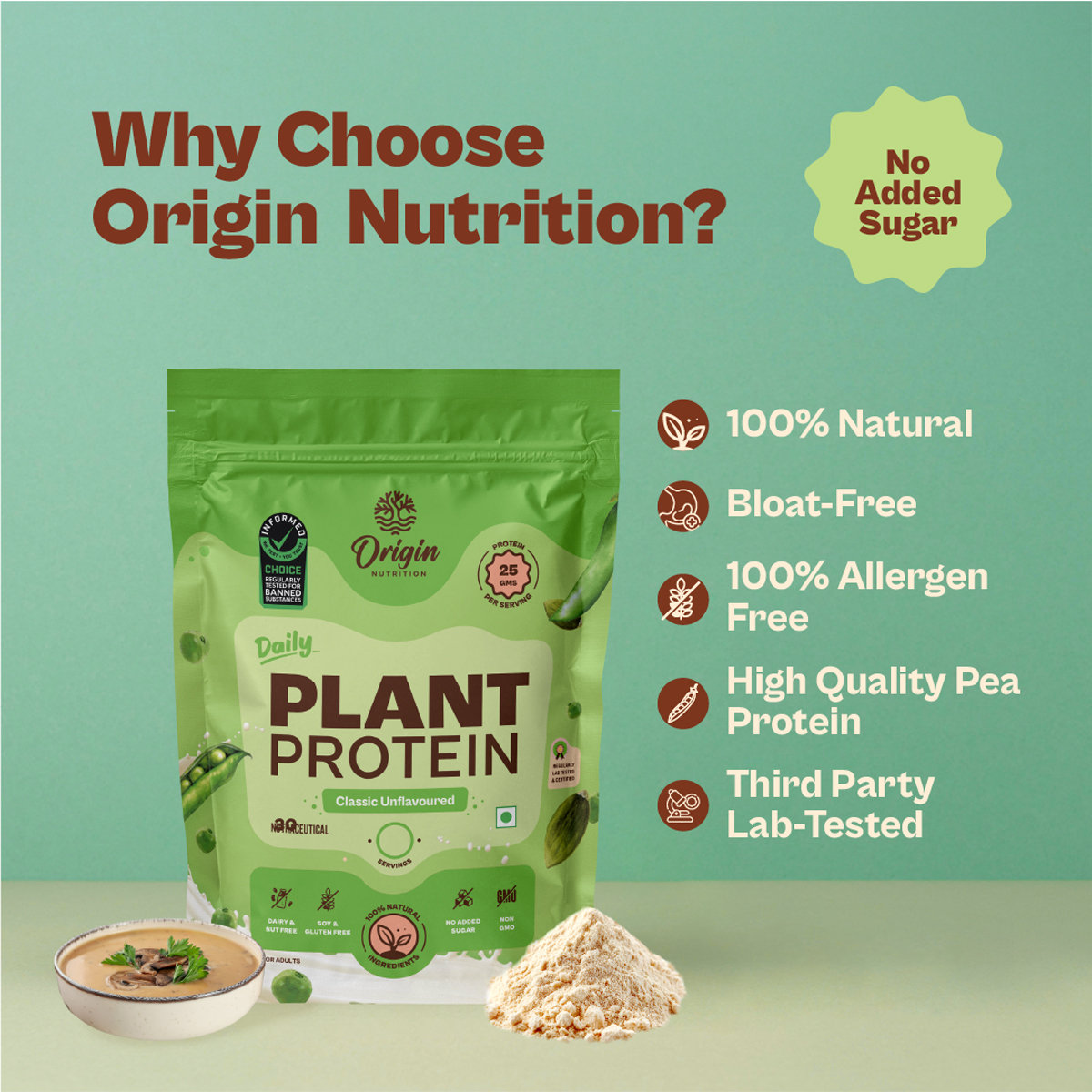 Origin Nutrition Daily Plant Protein Classic Unflavour Powder, 975 gm, Pack of 1 Origin Nutrition Daily Plant Protein Classic Unflavour Powder, 975 gm, Pack of 1