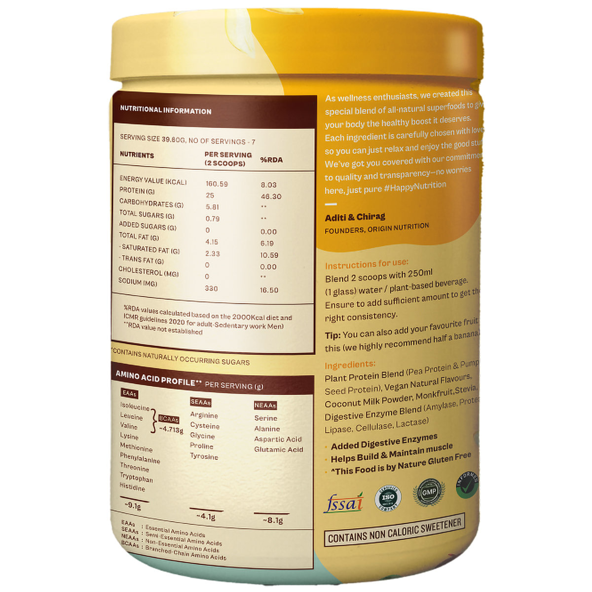 Origin Nutrition 100% Natural Daily Plant Protein Creamy Vanilla Flavour Powder, 278 gm | 25gm Protein per Serving | No Added Sugar , Pack of 1 Origin Nutrition 100% Natural Daily Plant Protein Creamy Vanilla Flavour Powder, 278 gm | 25gm Protein per Serving | No Added Sugar , Pack of 1