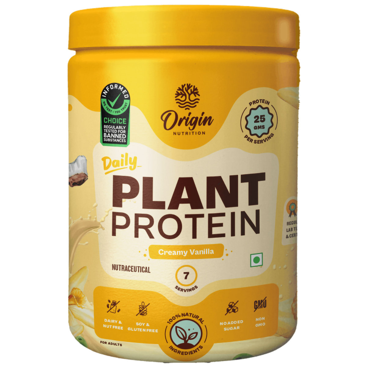 Origin Nutrition 100% Natural Daily Plant Protein Creamy Vanilla Flavour Powder, 278 gm | 25gm Protein per Serving | No Added Sugar , Pack of 1 Origin Nutrition 100% Natural Daily Plant Protein Creamy Vanilla Flavour Powder, 278 gm | 25gm Protein per Serving | No Added Sugar , Pack of 1