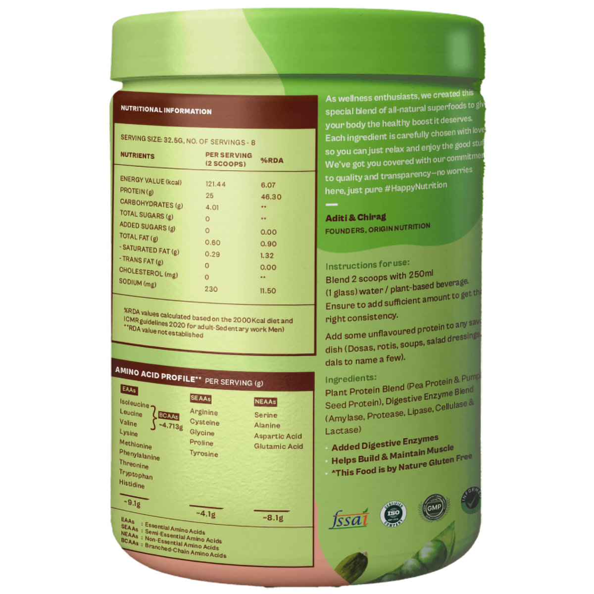 Origin Nutrition 100% Natural Daily Plant Protein Classic Unflavour Powder, 260 gm | 25gm Protein per Serving | No Added Sugar , Pack of 1 Origin Nutrition 100% Natural Daily Plant Protein Classic Unflavour Powder, 260 gm | 25gm Protein per Serving | No Added Sugar , Pack of 1