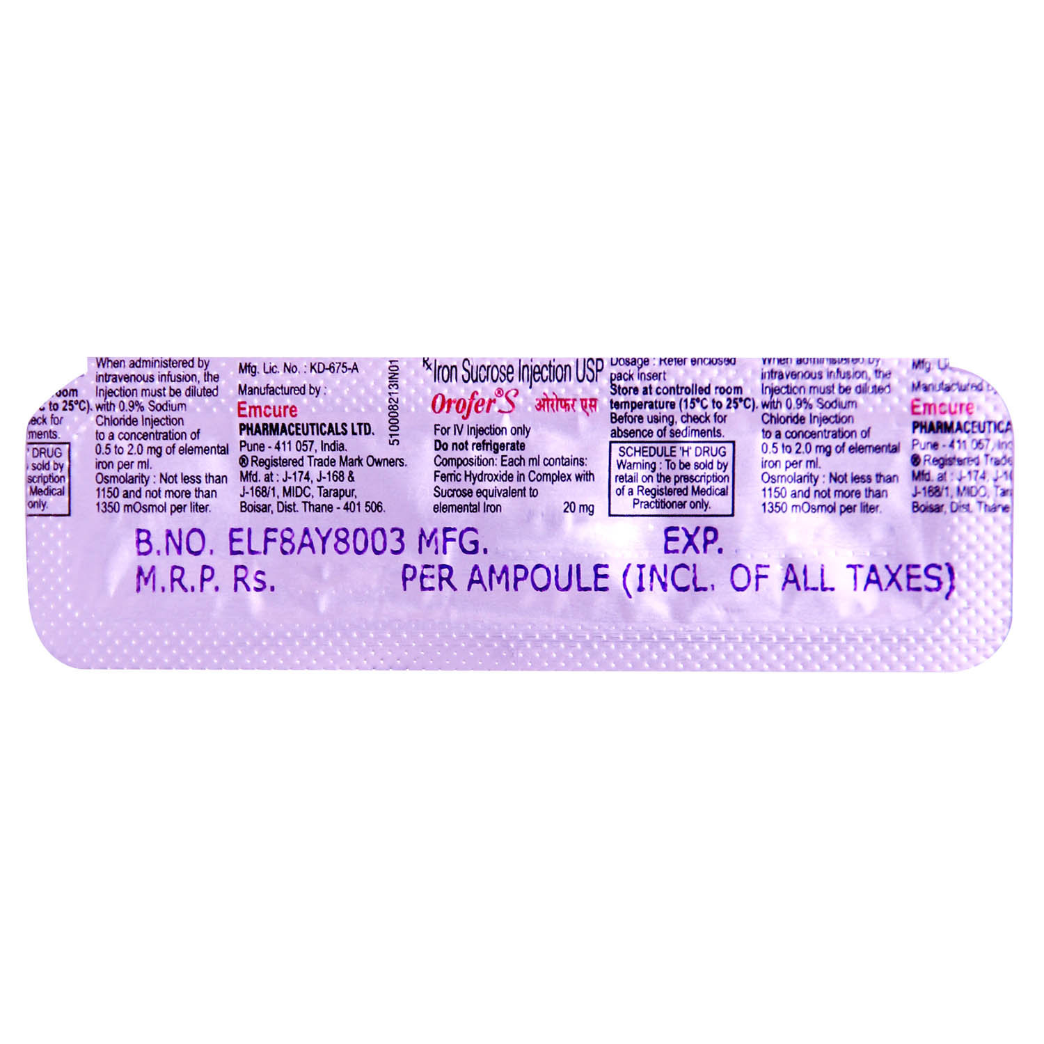 Orofer S Injection 2.5 ml, Pack of 1 Injection Orofer S Injection 2.5 ml, Pack of 1 Injection