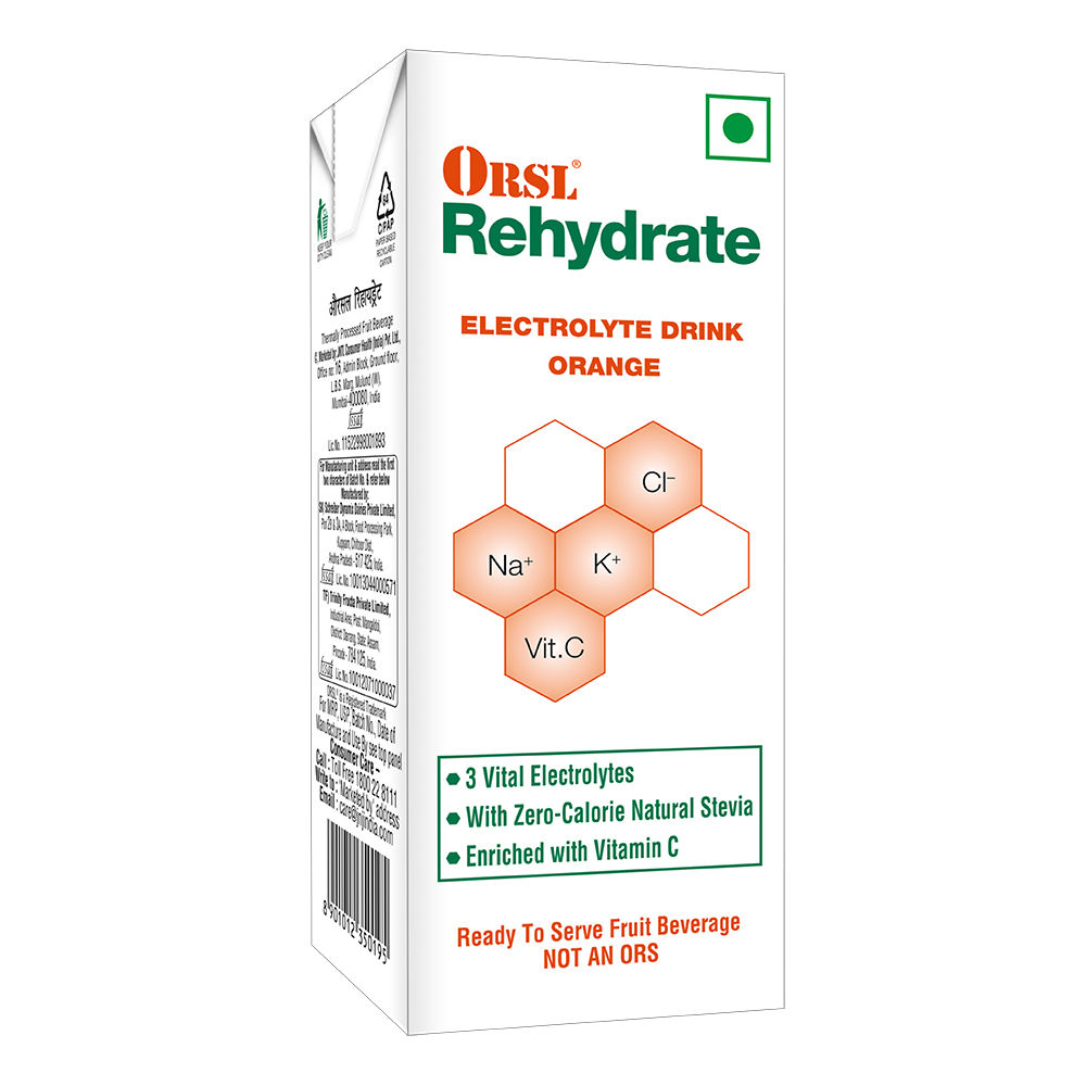 Buy ORSL Rehydrate Electrolyte Orange Drink, 200 ml Online