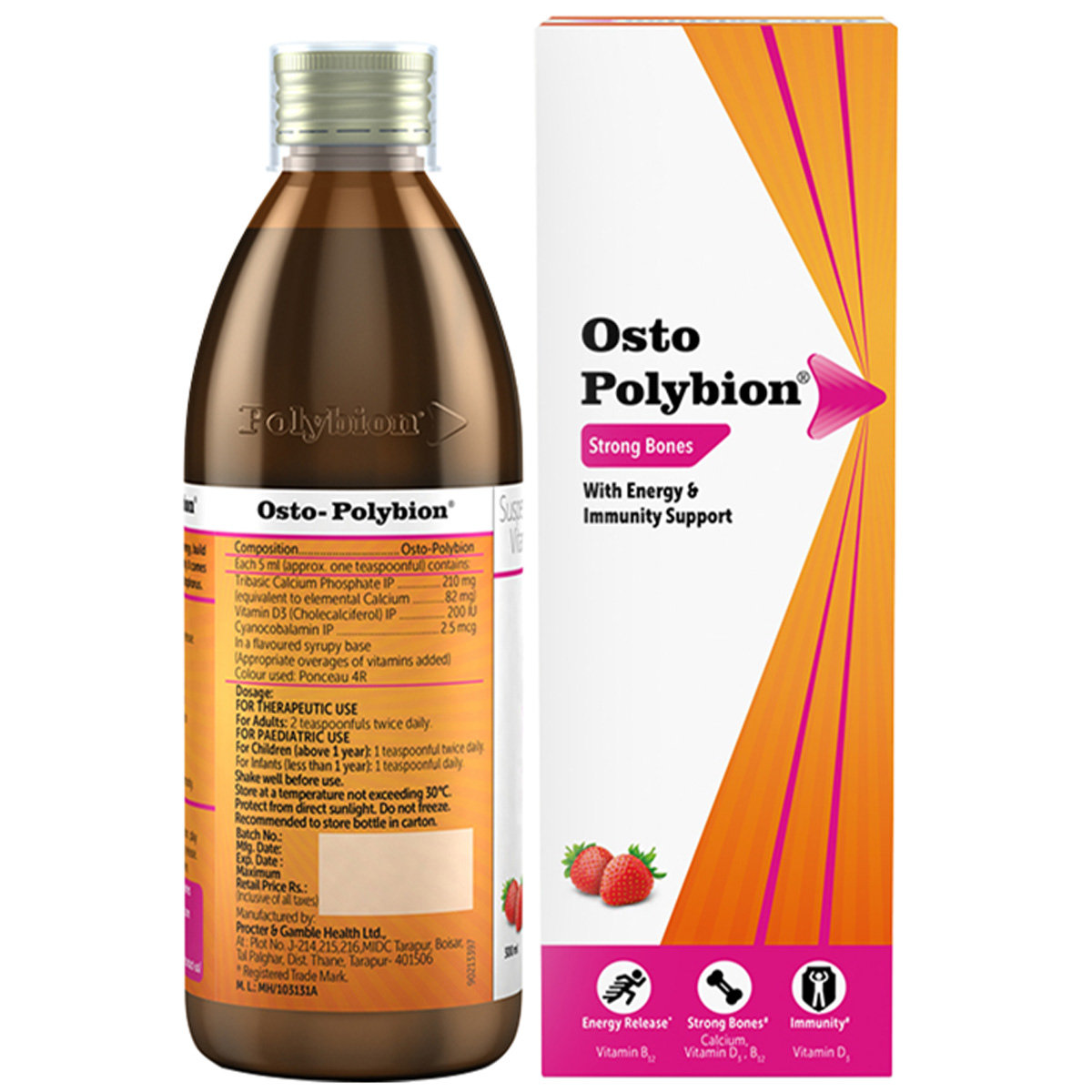 Osto Polybion Strawberry Flavour Suspension 300 ml, Pack of 1 Osto Polybion Strawberry Flavour Suspension 300 ml, Pack of 1
