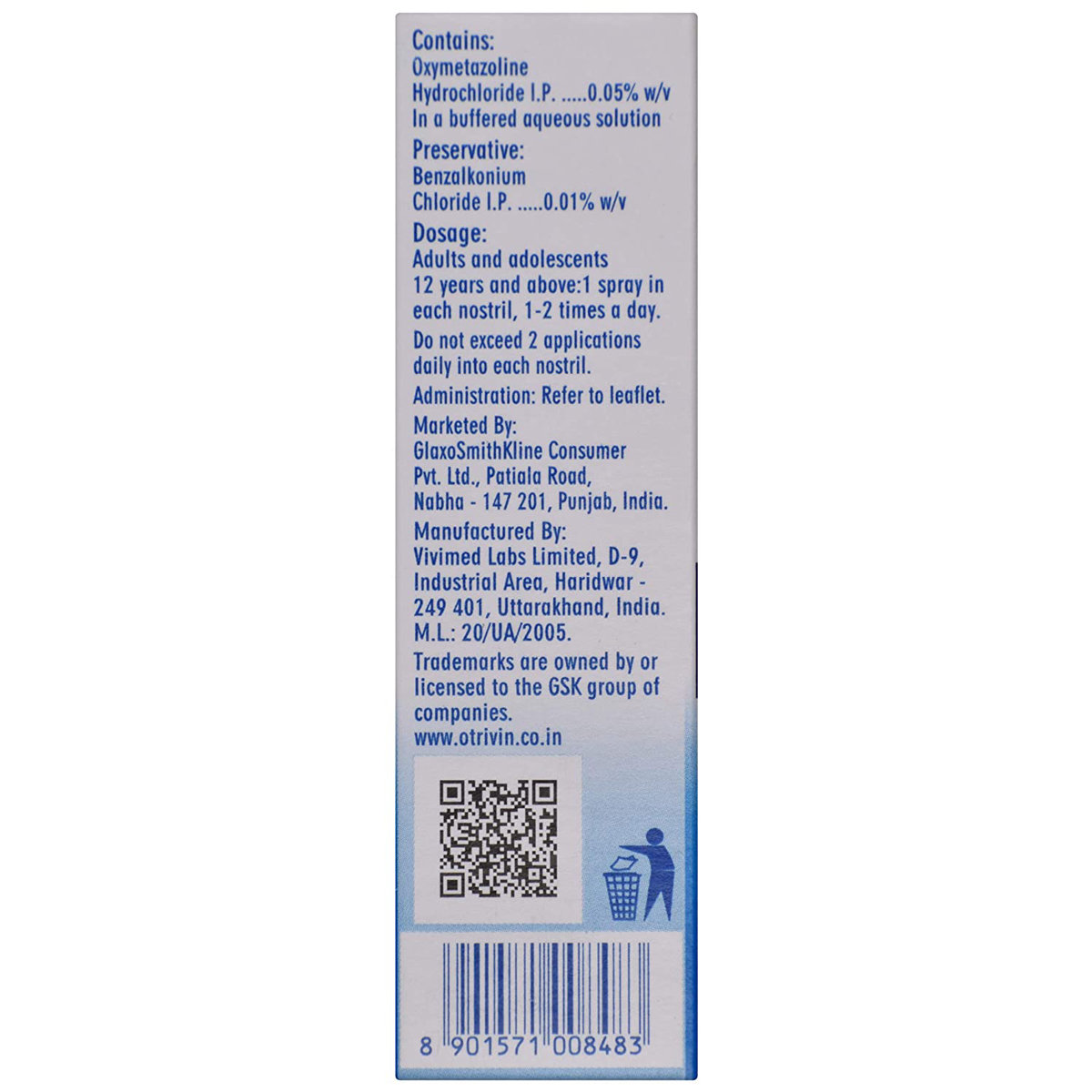 Otrivin Oxy Fast Relief Adult Nasal Spray, 10 ml, Pack of 1 Nasal Spray Otrivin Oxy Fast Relief Adult Nasal Spray, 10 ml, Pack of 1 Nasal Spray