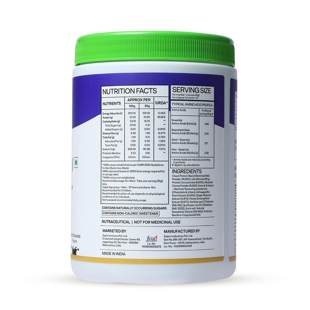 OZiva Daily Protein Activ Chocolate Flavour Powder for Men, 300 gm, Pack of 1 OZiva Daily Protein Activ Chocolate Flavour Powder for Men, 300 gm, Pack of 1