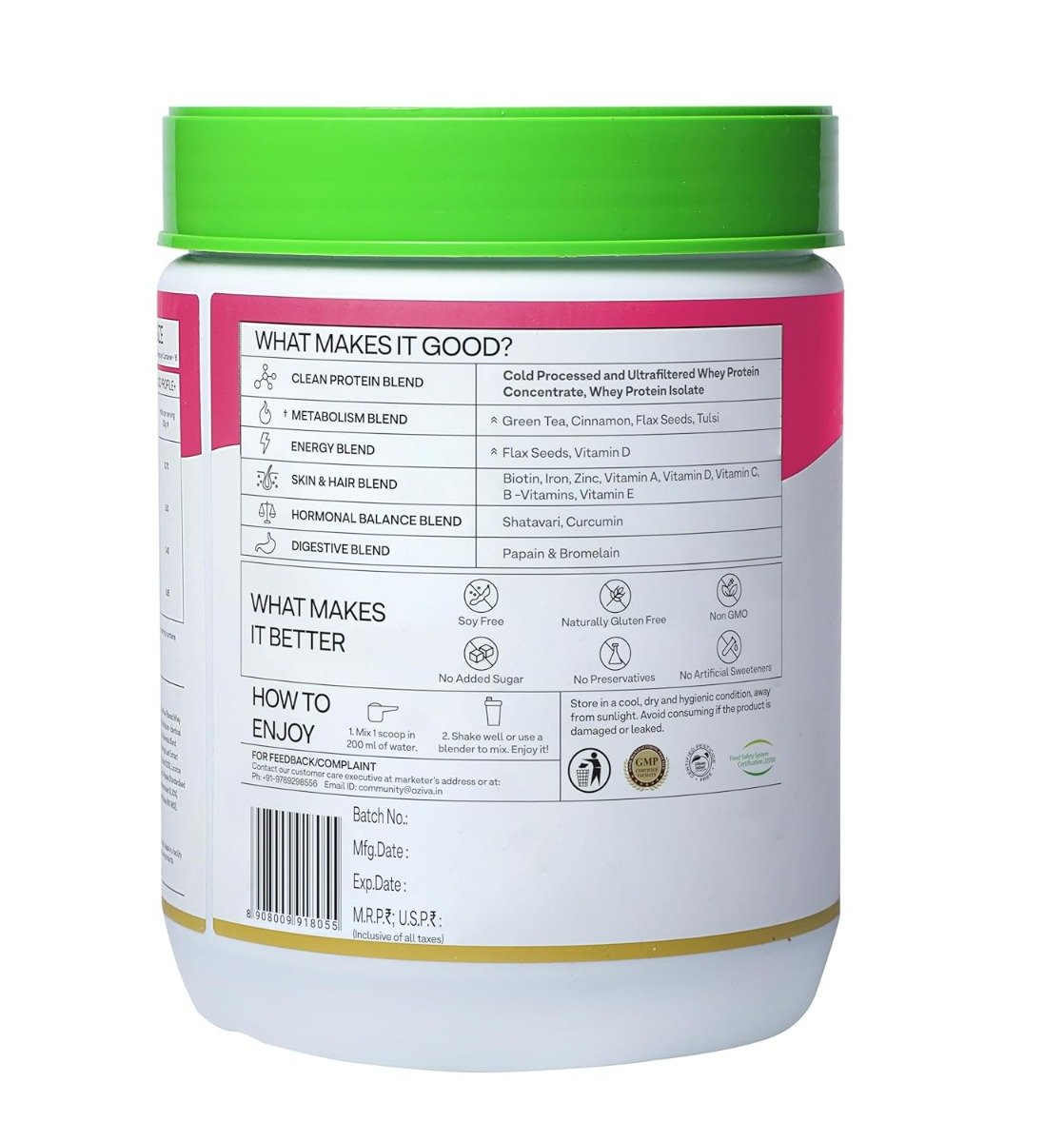 OZiva Protein & Herbs Chocolate Flavour Powder for Women, 453 gm, Pack of 1 OZiva Protein & Herbs Chocolate Flavour Powder for Women, 453 gm, Pack of 1