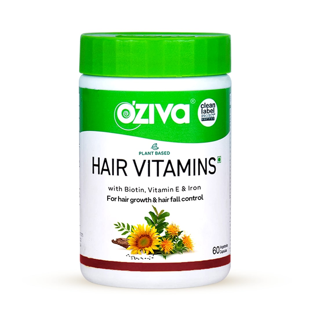 OZiva Hair Vitamins with Biotin, Vitamin E & Iron for Hair Re-growth & Hairfall Control, 60 Capsules, Pack of 1 OZiva Hair Vitamins with Biotin, Vitamin E & Iron for Hair Re-growth & Hairfall Control, 60 Capsules, Pack of 1