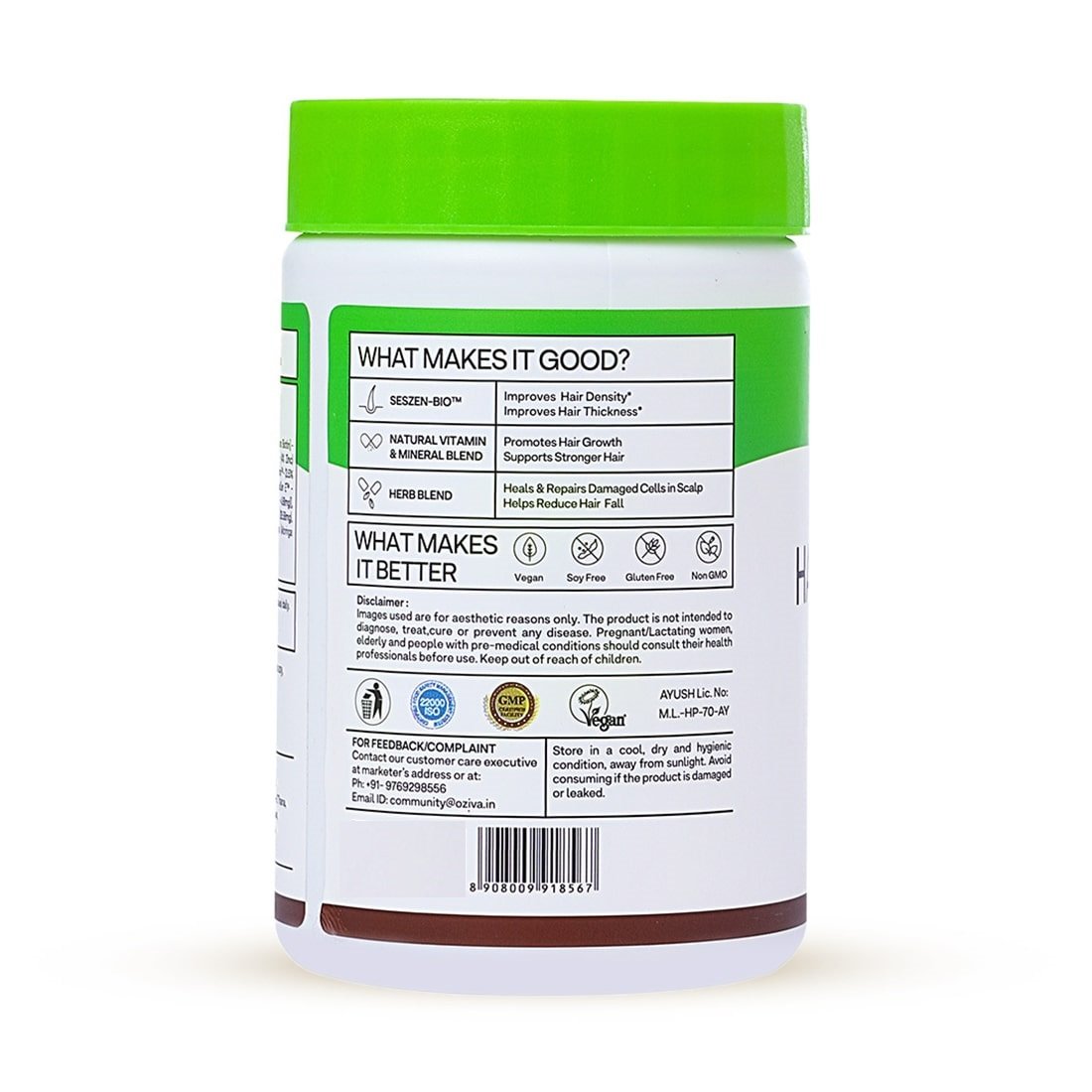 OZiva Hair Vitamins with Biotin, Vitamin E & Iron for Hair Re-growth & Hairfall Control, 60 Capsules, Pack of 1 OZiva Hair Vitamins with Biotin, Vitamin E & Iron for Hair Re-growth & Hairfall Control, 60 Capsules, Pack of 1