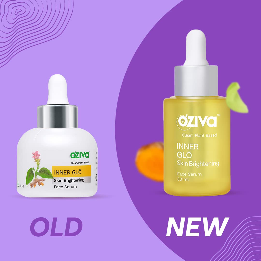 OZiva Inner Glo Skin Brightening Face Serum 30 ml | Rice Bran, Phyto Vitamin C & Turmeric | Increase Skin Radiance 3X | For All Skin Type, Pack of 1 OZiva Inner Glo Skin Brightening Face Serum 30 ml | Rice Bran, Phyto Vitamin C & Turmeric | Increase Skin Radiance 3X | For All Skin Type, Pack of 1