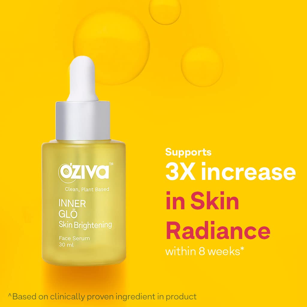 OZiva Inner Glo Skin Brightening Face Serum 30 ml | Rice Bran, Phyto Vitamin C & Turmeric | Increase Skin Radiance 3X | For All Skin Type, Pack of 1 OZiva Inner Glo Skin Brightening Face Serum 30 ml | Rice Bran, Phyto Vitamin C & Turmeric | Increase Skin Radiance 3X | For All Skin Type, Pack of 1