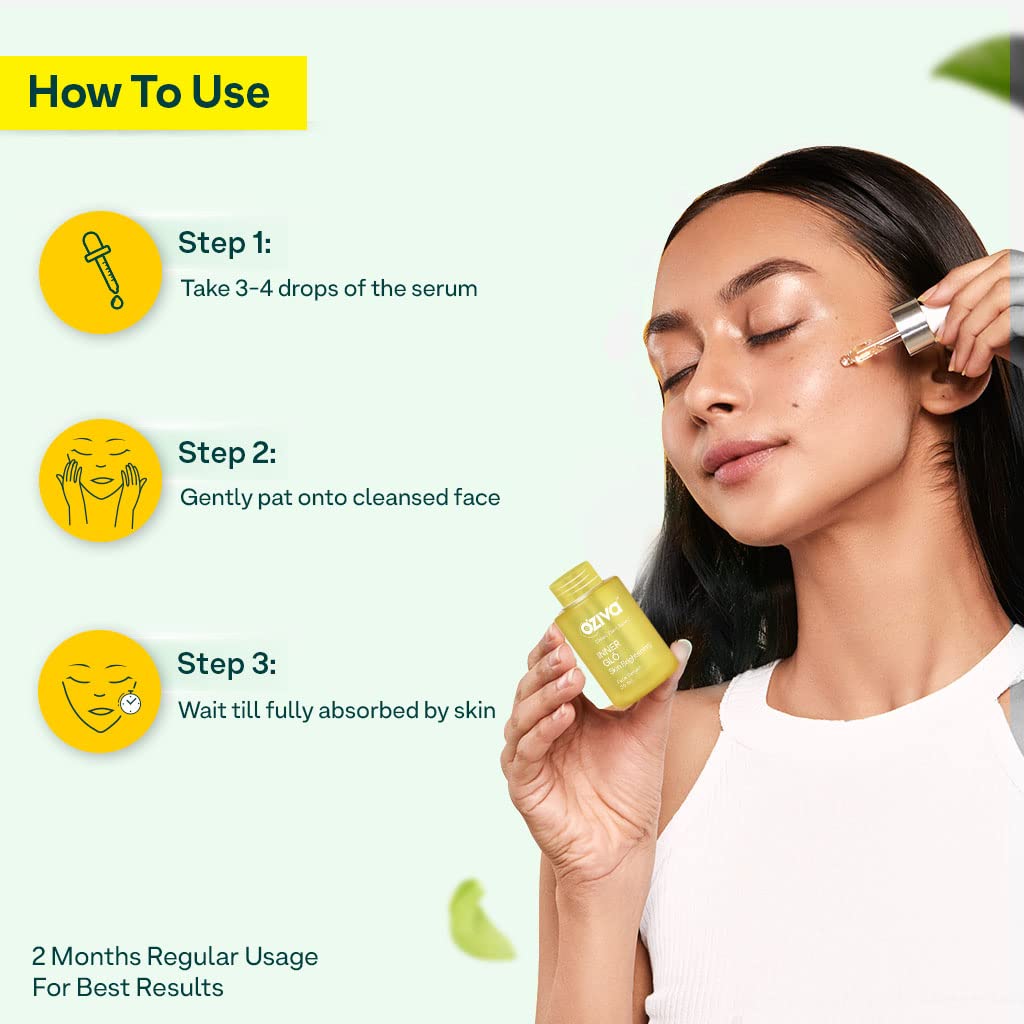 OZiva Inner Glo Skin Brightening Face Serum 30 ml | Rice Bran, Phyto Vitamin C & Turmeric | Increase Skin Radiance 3X | For All Skin Type, Pack of 1 OZiva Inner Glo Skin Brightening Face Serum 30 ml | Rice Bran, Phyto Vitamin C & Turmeric | Increase Skin Radiance 3X | For All Skin Type, Pack of 1
