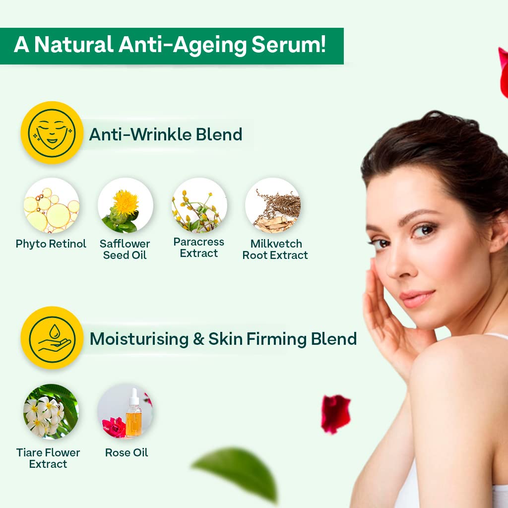 OZiva Youth Elixir Anti-Ageing Face Serum 30 ml | Tiare Flower Extract, Rosehip, Phyto Retinol | Reduces Wrinkles By 50% | Improve Skin Tightening | For All Skin Type, Pack of 1 OZiva Youth Elixir Anti-Ageing Face Serum 30 ml | Tiare Flower Extract, Rosehip, Phyto Retinol | Reduces Wrinkles By 50% | Improve Skin Tightening | For All Skin Type, Pack of 1