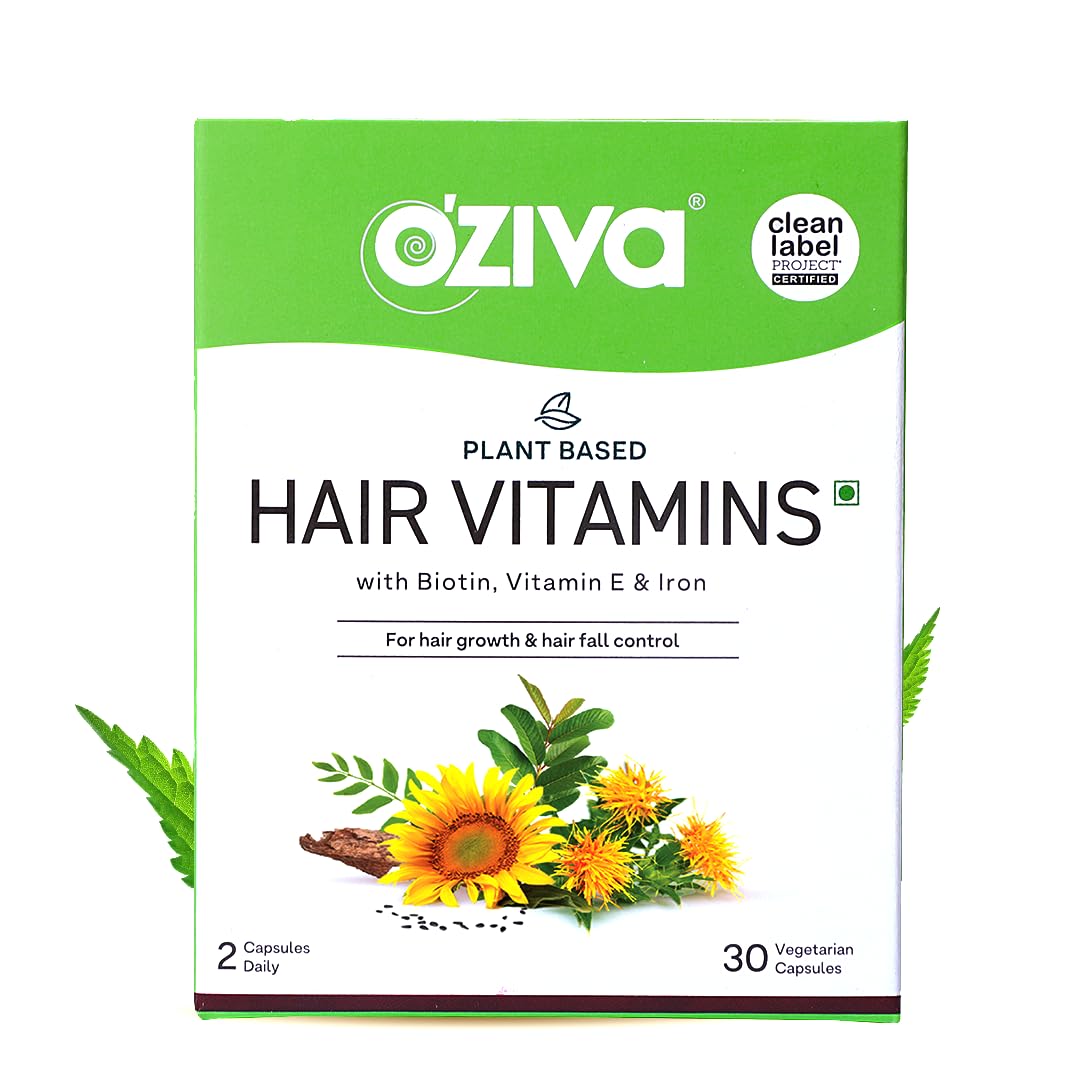 OZiva Hair Vitamins with Biotin, Vitamin E & Iron for Hair Re-growth & Hairfall Control, 30 Capsules, Pack of 1 OZiva Hair Vitamins with Biotin, Vitamin E & Iron for Hair Re-growth & Hairfall Control, 30 Capsules, Pack of 1
