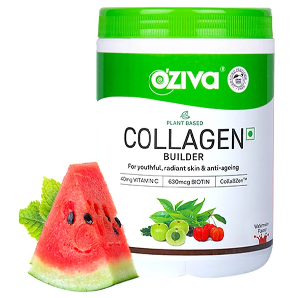 Oziva Plant Based Collagen Builder Watermelon Flavour Powder, 200 gm, Pack of 1