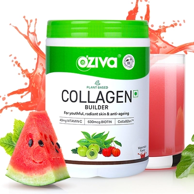 Oziva Plant Based Collagen Builder Watermelon Flavour Powder, 250 gm, Pack of 1