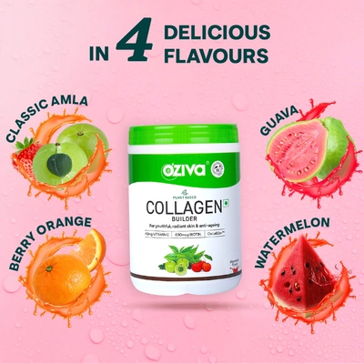 Oziva Plant Based Collagen Builder Watermelon Flavour Powder, 250 gm, Pack of 1